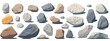 fragments of rocks and stones of various sizes. Cartoon illustration