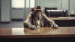 funny monkey at job interview in office