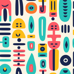 Wall Mural - Cute Totem pattern and wallpaper