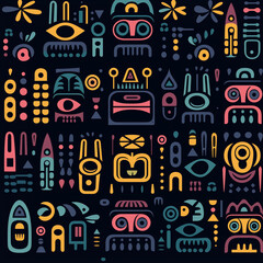 Wall Mural - Cute Totem pattern and wallpaper