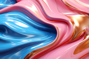 Wall Mural - Melty metal texture with waves, liquid metallic silk wavy design. Abstract background with melty metallics.