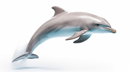 Wall Mural - photograph dolphin jumping isolate in white background