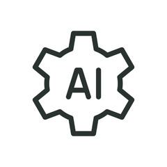 Poster - AI technology isolated icon, AI gear automation vector icon with editable stroke
