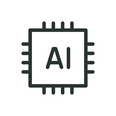 Poster - AI chip isolated icon, AI microchip vector icon with editable stroke