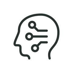 Poster - AI head chip isolated icon, artificial intelligence vector icon with editable stroke