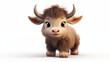 3d cartoon baby bison isolate on white background