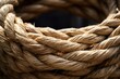 Brown rope in twisted bundle closeup shot of sailing adventure