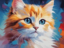Abstract Cute Cat Painting	
