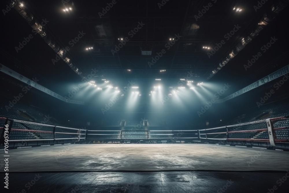 Epic professional boxing arena box ring sport empty background ...