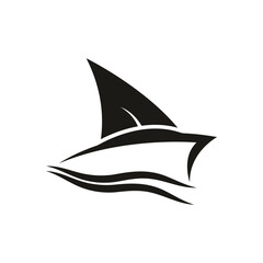 Sticker - Sailboat boat on sea ocean wave with logo design