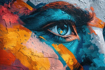 Poster - A detailed painting capturing the intricate details of a person's eye. This artwork can be used to add a unique touch to various projects