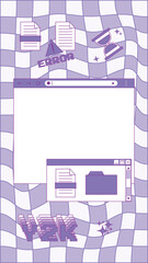 Aufkleber - Vector design with PC elements, user interface. Poster, banner and social media template. Vector collage in old computer aesthetics of the 90s, 00s