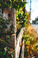 Poster - A picture of a wooden fence covered in lush vines. Perfect for adding a natural touch to any design project