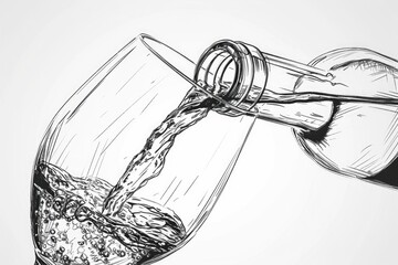 Aufkleber - A simple and realistic drawing of a glass filled with water. Suitable for various design projects