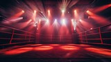 Fototapeta  - boxing ring with illumination by spotlights