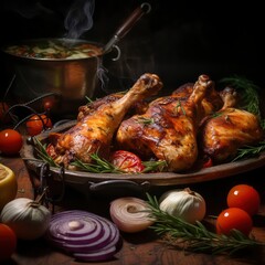 Wall Mural - Roasted Chicken, Generative AI