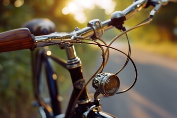Leinwandbilder - Close up view of the handlebars of a bicycle. Versatile image suitable for various purposes