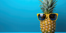 Quirky Yellow Pineapple With Sunglasses And Headphones