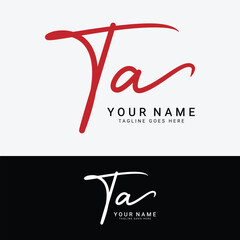 Wall Mural - T, A, TA Initial handwriting or handwritten letter logo for identity. Logo with signature, wedding, fashion, floral, botanical and hand drawn in style