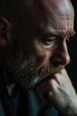 Aufkleber - A close-up photograph of a man with a beard. Suitable for various uses
