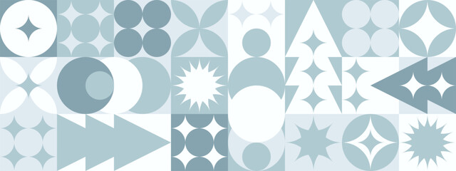 geometric seamless pattern with winter blue patterns, christmas trees in scandinavian style. new yea