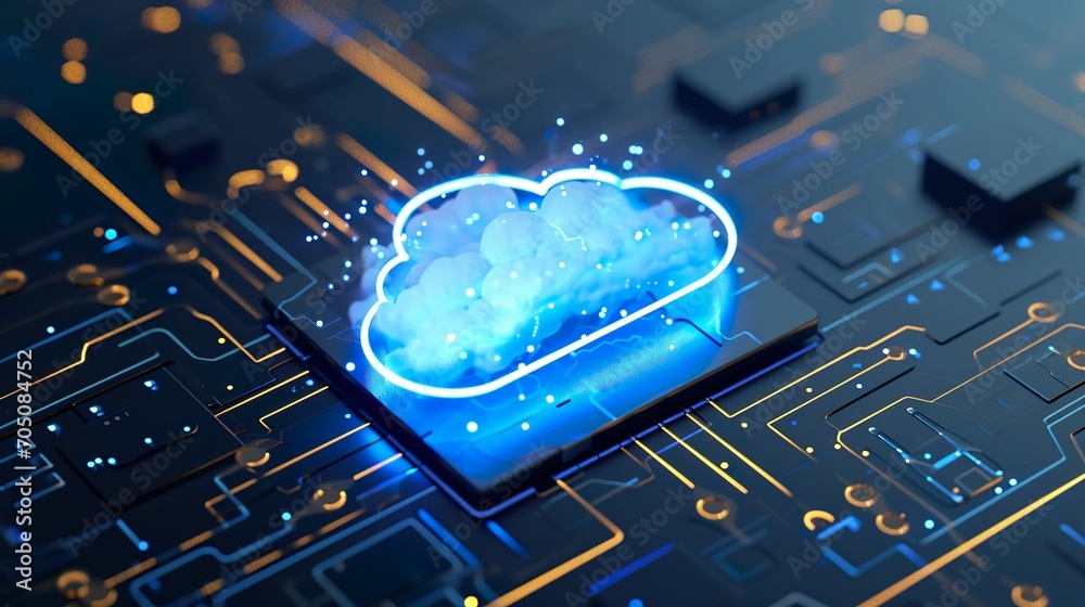 Glowing Cloud icon technology concept, cloud service, cloud computing ...