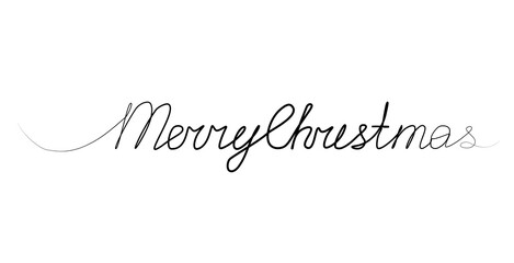 Poster - continuous simple line style merry christmas drawing. vector illustration