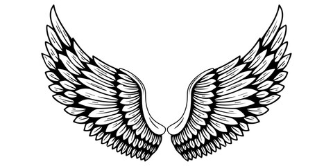 Poster - Heraldic powerful and stylish wings. Vector sketch of stylish black wings.