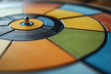 Poster - A close up view of a colorful board with a pin inserted. Ideal for office or school-related projects