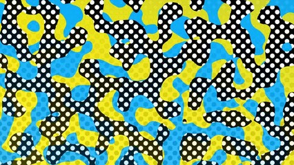 Fototapete - Abstract background digital dot loop. Looping footage. Cartoon abstract polka dots collage style