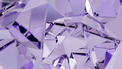 Wall Mural - A modern background with the shape of a polygonal crystal. A 3D abstraction of a geometric jewelry surface. Scenes of purple reflection crystals in the background.