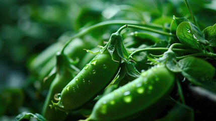 Aufkleber - A close-up view of a bunch of green peas. This image can be used to depict fresh produce, healthy eating, or as a background for a recipe or cooking blog