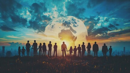 Wall Mural - a background image portraying professional networking group of people who care about the earth and o