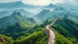 Fototapeta Góry - Create a panoramic view of the Great Wall of China,
