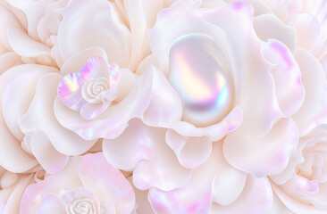 Wall Mural - elegant floral background with beautiful pink flower pattern, luxury marble texture. floral rose vec