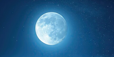 Wall Mural - moonlit stunning view of night sky featuring luminous full moon glowing stars and space elements eli