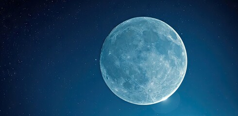 Wall Mural - moonlit stunning view of night sky featuring luminous full moon glowing stars and space elements eli