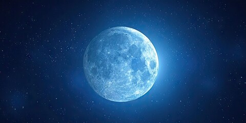 Wall Mural - moonlit stunning view of night sky featuring luminous full moon glowing stars and space elements eli