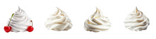Set of Whipped cream isolated on a transparent background
