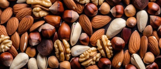 variety of mixed nuts close-up