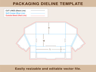 Angled side display box with header slots box dieline template