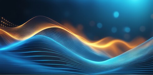 Poster - digital business abstract wave technology background the futuristic realm with this captivating wallpaper, the mesmerizing wave of science , creating a visual network of innovation