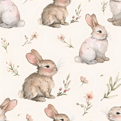 Wall Mural - pattern with rabbits