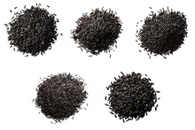 Set Of Black Cumin Seed Top View On Transparent Background