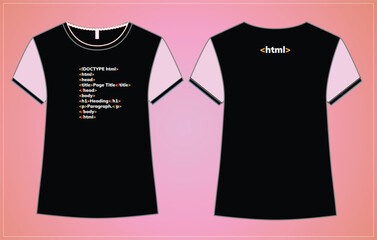 html t-shirt design or basic coding t-shirt design or programmer coder t-shirt design