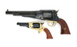 © Dariusz - Remington 1858 New Army (cal.44) and Remington 1863 Pocket (cal.31) black powder percussion revolvers on a white background. Size comparison. Left side.