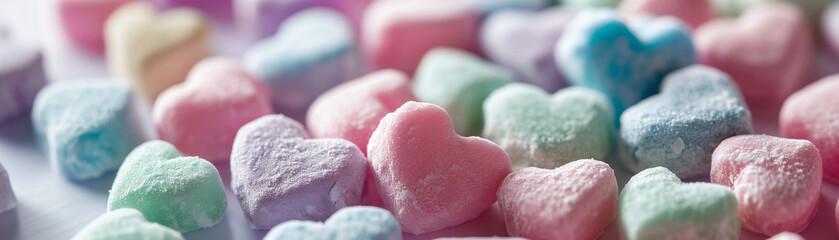 Wall Mural - Pastel Valentine's Day candies background banner