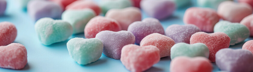 Wall Mural - Pastel heart shaped candies banner