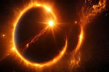 Wall Mural - sun and fire, flaming sun surface with solar flares