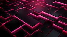 3d Rendering Of Pink And Black Abstract Geometric Background. Scene For Advertising, Technology, Showcase, Banner, Game, Sport, Cosmetic, Business, Metaverse. Sci-Fi Illustration. Product Display